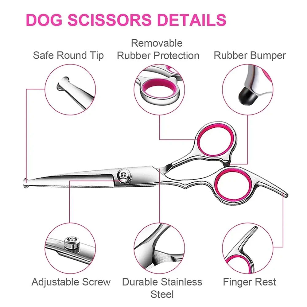 Dog Grooming Scissors Dog Grooming Scissors Kit Professional with Safety Round Tips For Dogs Cat Pet At Home