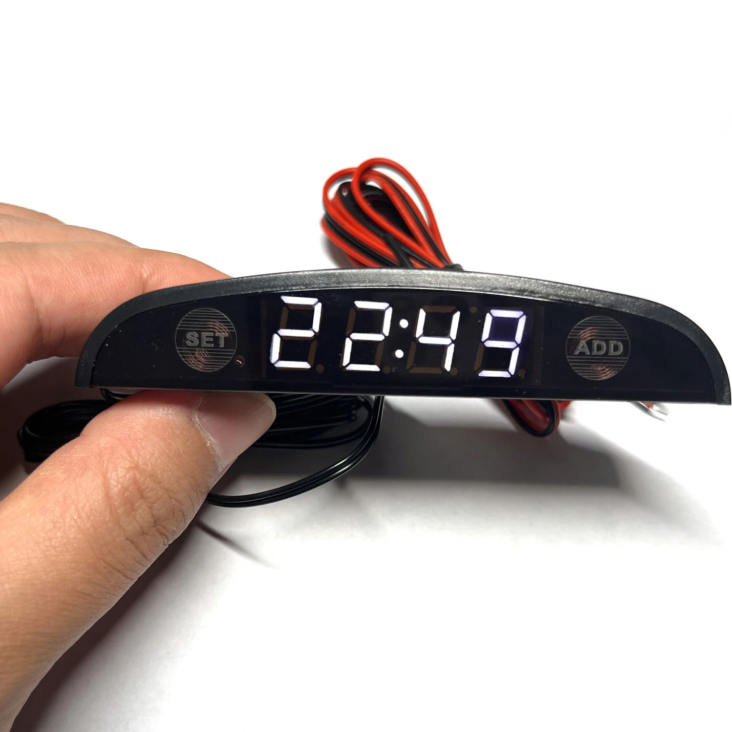 

White Red Blue Green 12-24V Moon Type Car Thermometer Voltmeter Clock LED Display Car Dashboard Clock Dual Temperature Sensor