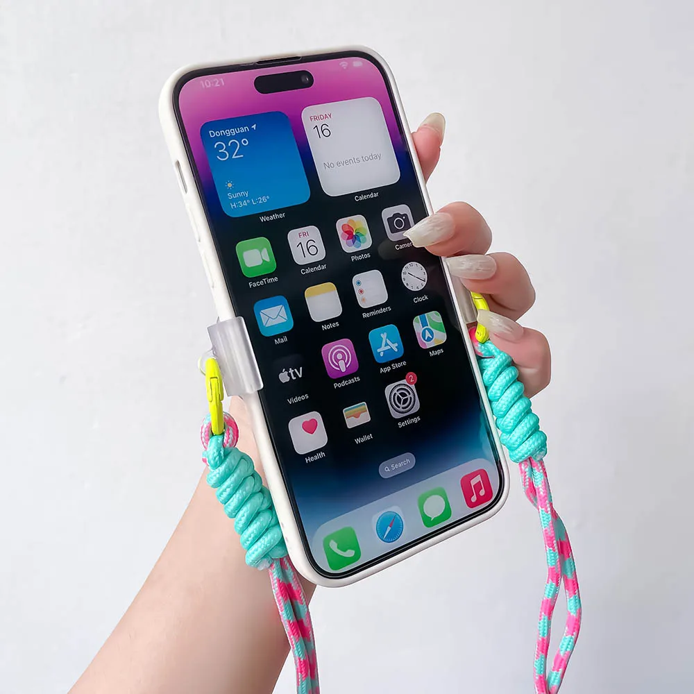 Crossbody Chain Phone Strap with Back Clip Case