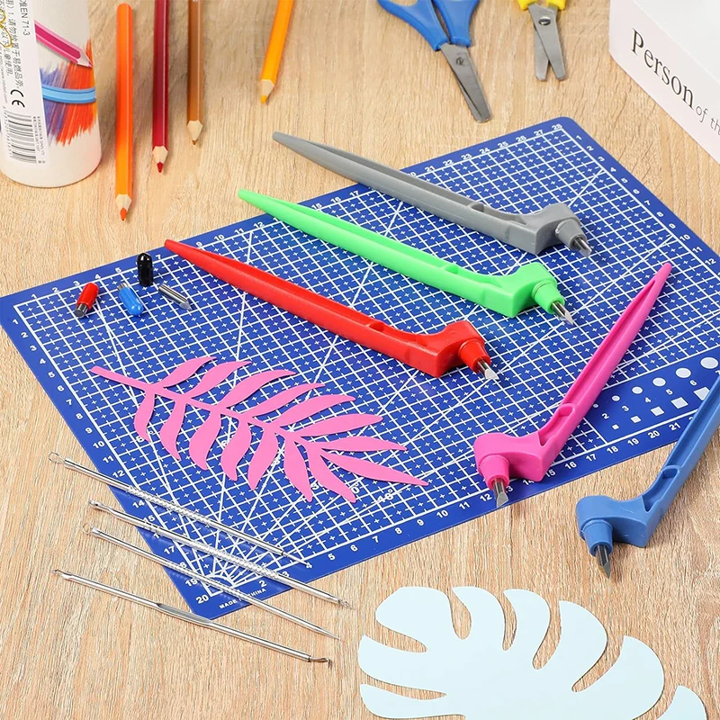Craft cutting tools 1Pc Craft Cutting Tools Kit 360 Degree Rotating Blade DIY Art Cuttings Tools Cutting Pen 15/30/45 Degree Blades Mat
