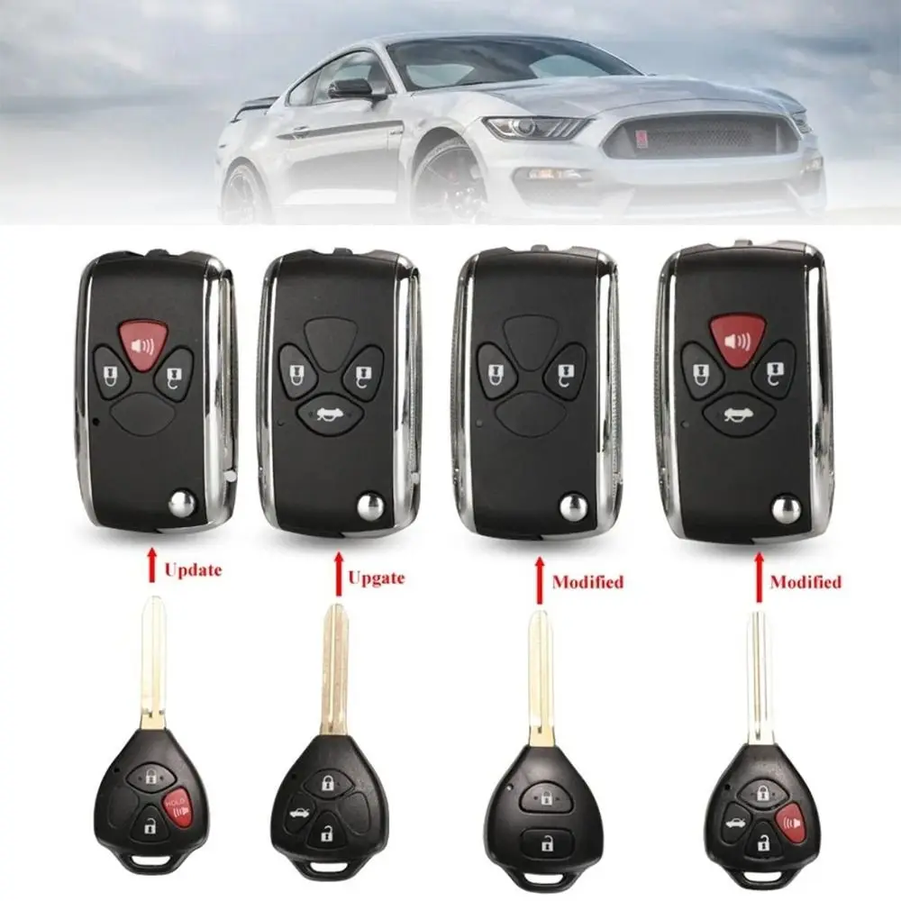 

Modified Remote Key Case Toy43 Flip Key Fob Cover 2/3/4 Buttons for Toyota/Avlon/Crown/Corolla/Camry RAV4/Reiz/Yaris/Prado