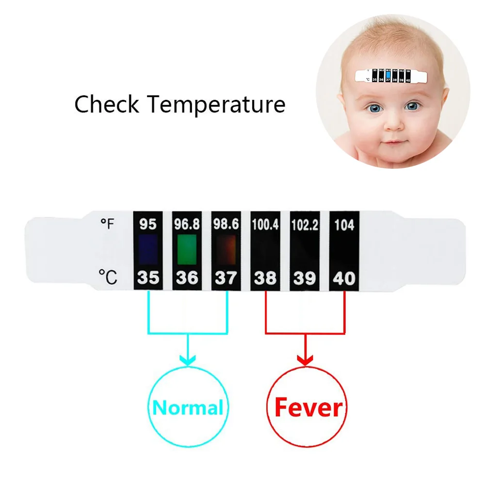 TERMOMETRO STRISCIA NO MERCURIO BAMBINO FEBBRE CORPO KID ELASTICO MISURA