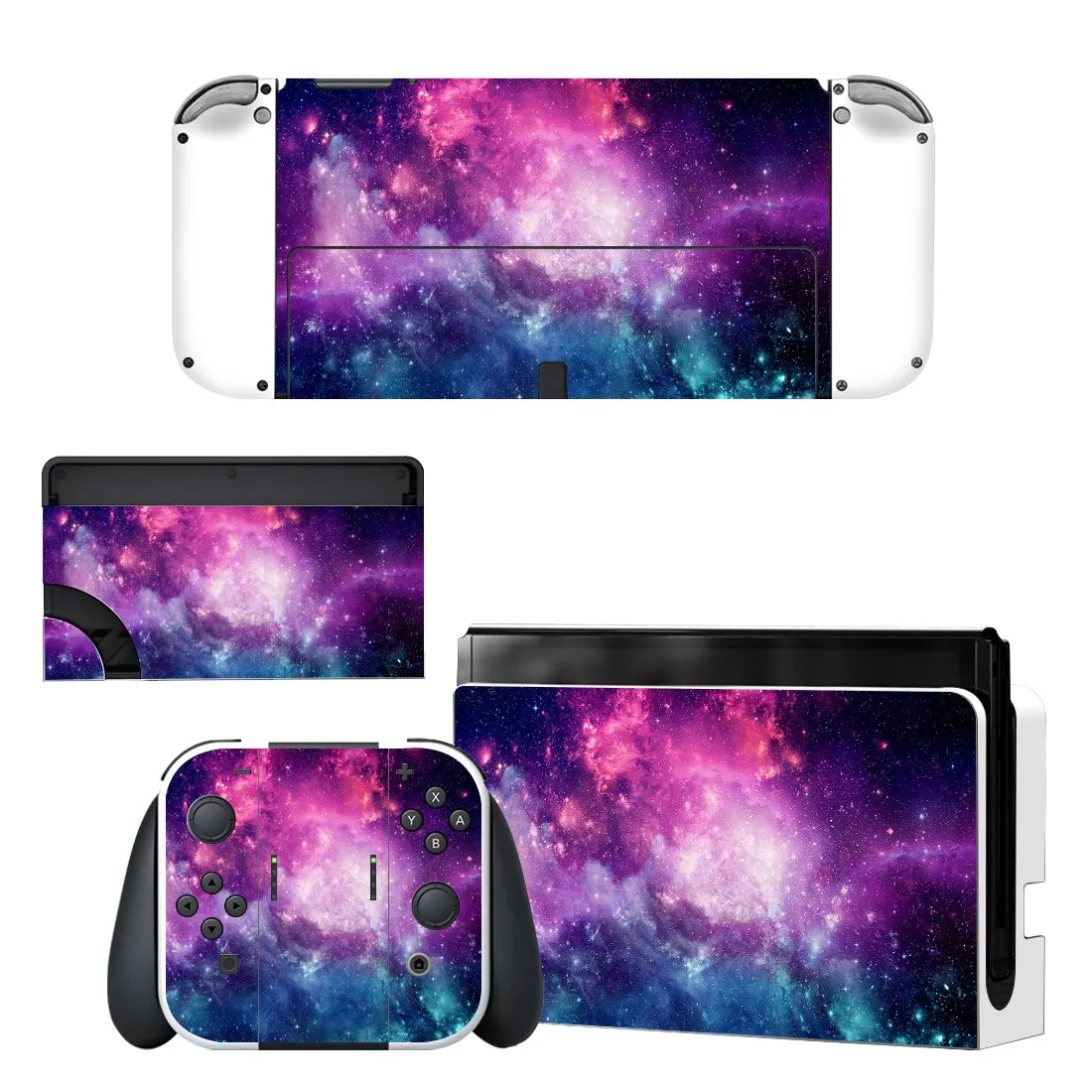 Full Body Protective Cover Skin Decal Compatible Nintendo Switch Oled Game Console Controller Decor 1set Starry Colorful Sticker 