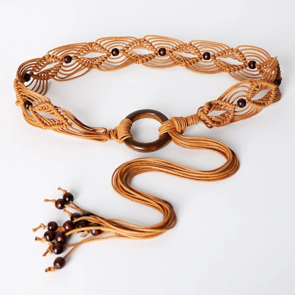 Braided Cotton Belt for Women Bohemia Style Adjustable