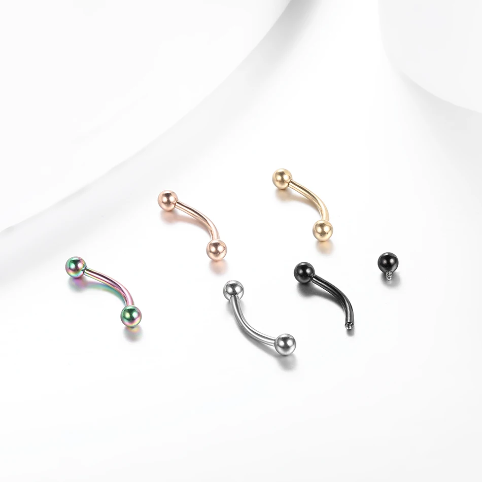 Titanium Eyebrow Piercings Curved Banana Internally Threaded Jewelry Belly Button Navel Earring Lip Tongue Pircings 1PC 14G 16G piercing jewelry,body piercing earrings,ear piercing jewelry,belly button earrings,belly button piercings,body piercing jewelry,body jewelry