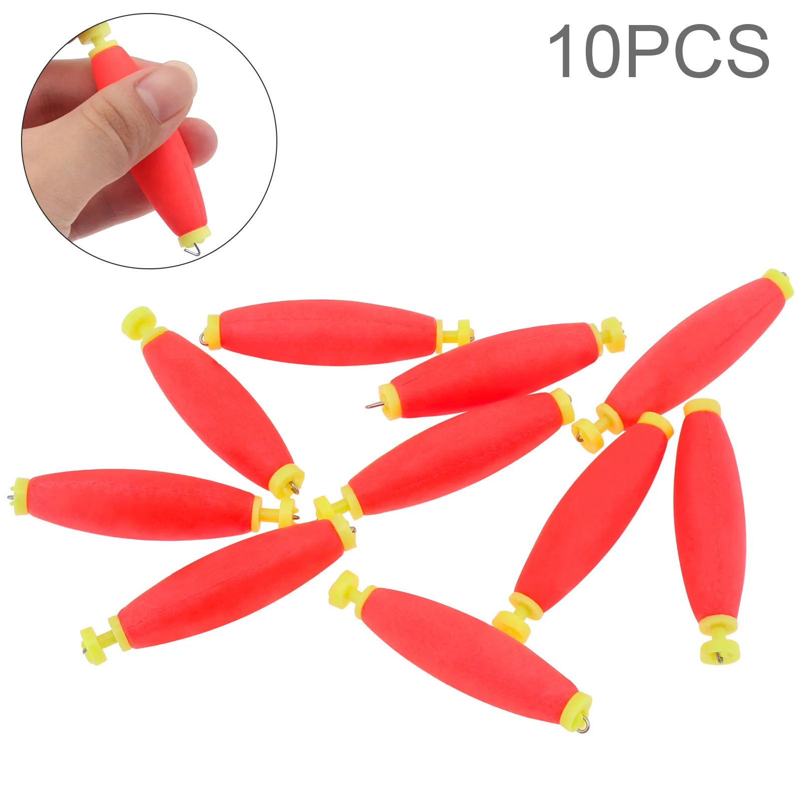 10Pcs Fishing Bobber Eva Foam Red Snap On Galleggianti Oval Fishing Bobber Per Fly Sea Boat Fishing Spring Buckle Float