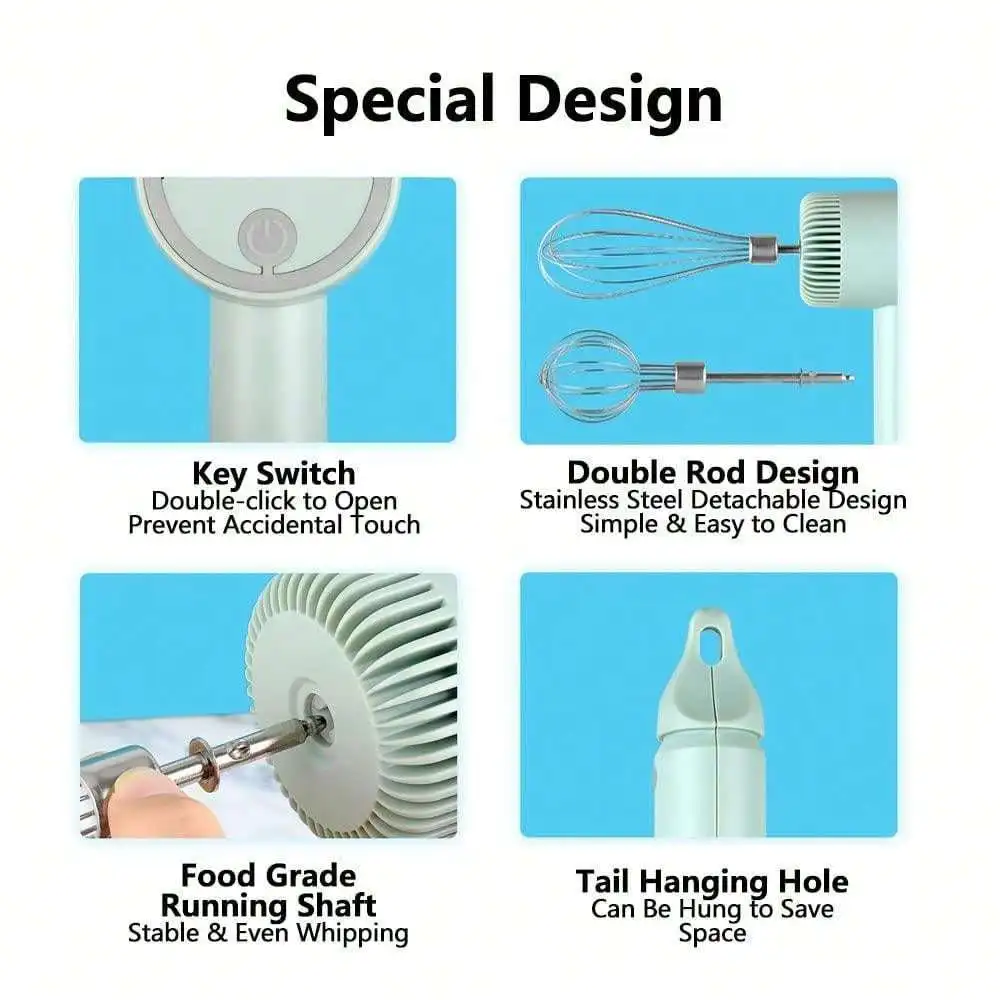 USB Rechargeable MINI Household Cordless Electric Hand Mixer Handheld Egg Beater With 2 Detachable Stir Whisks egg beater food mixer handheld electric whisk