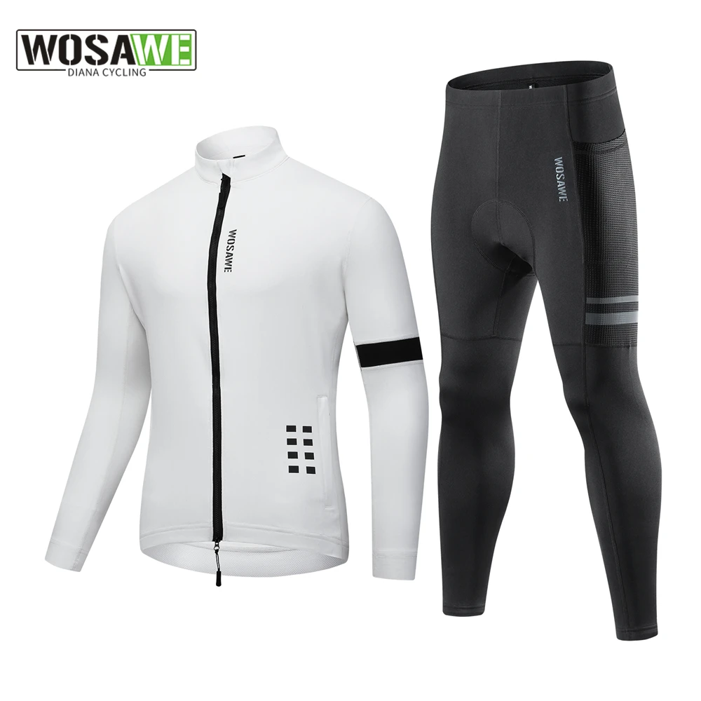 

Winter Cycling Jacket Set Men Warm Up Thermal Fleece Cycling Clothes Water Resistant Bike Outerwear With YKK Two Way Zipper