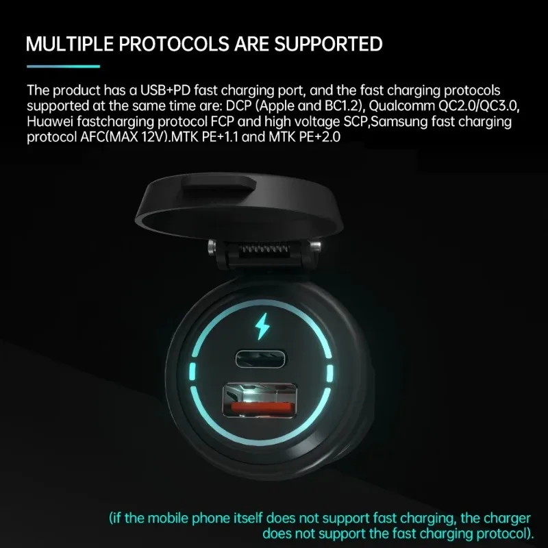 12V/24V Auto Ladegerät Mit Dual USB-C PD 3.0 - QC 3.0 Schnellladung | Für Auto, Motorrad, Wohnmobil