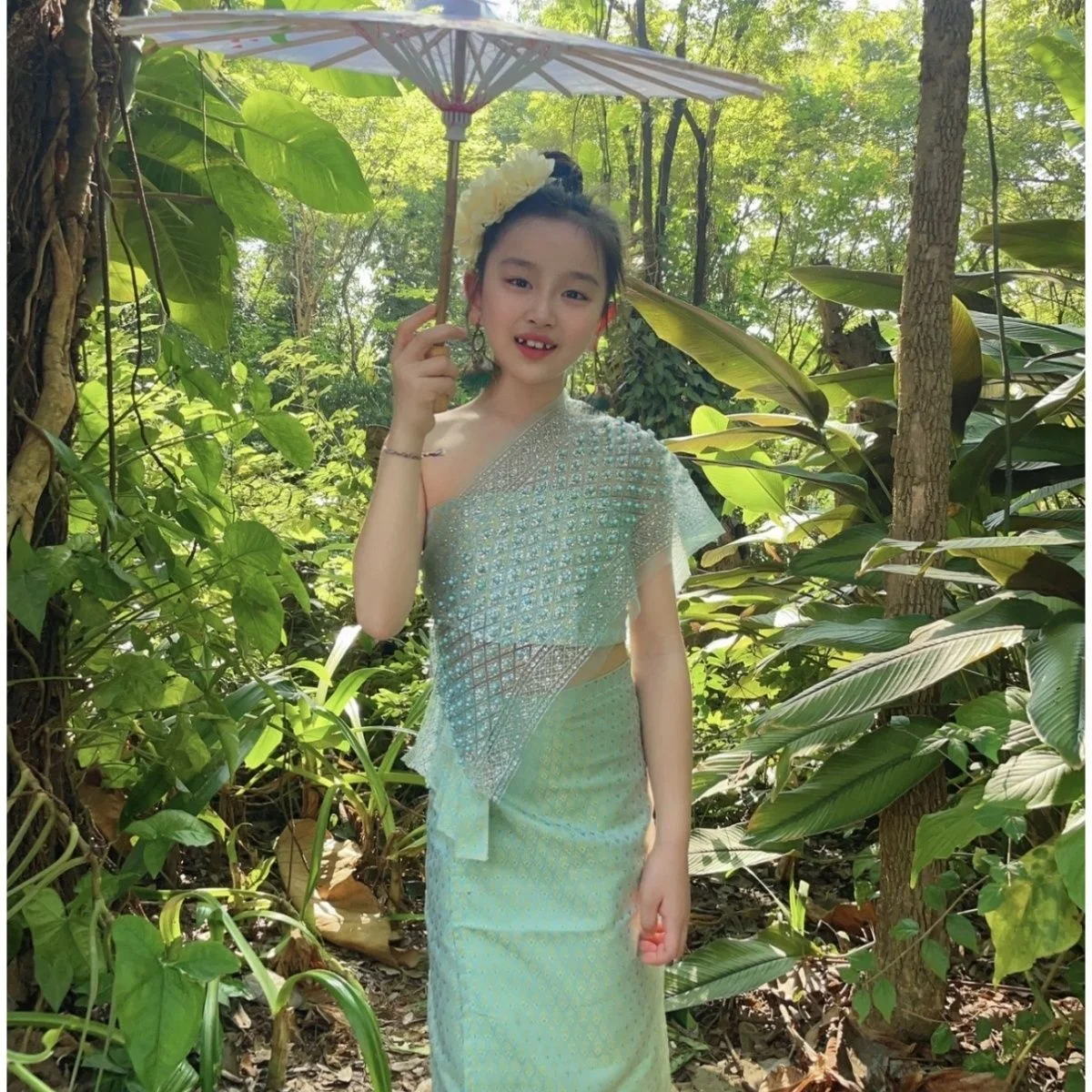 Thailand Myanmar children Dai clothing set Thai Traditional Clothing girl Stage Performance National Outfit Ethnic Costume thai style skirt
