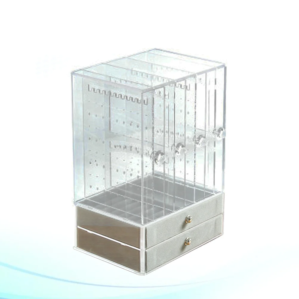 Acrylic Jewelry Display Box 2 Drawers Clear Organizer Rack Showcase Holder for Earrings Bracelet
