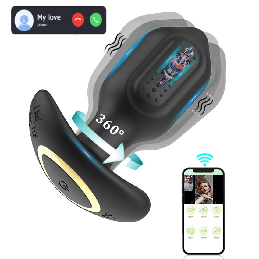 360 °   Rotation Drahtlose Steuerung Anal Vibrator APP Bluetooth Butt Plug Männer Prostata-massagegerät Männlichen Ass Anal Erwachsene Sex Spielzeug Paare 1