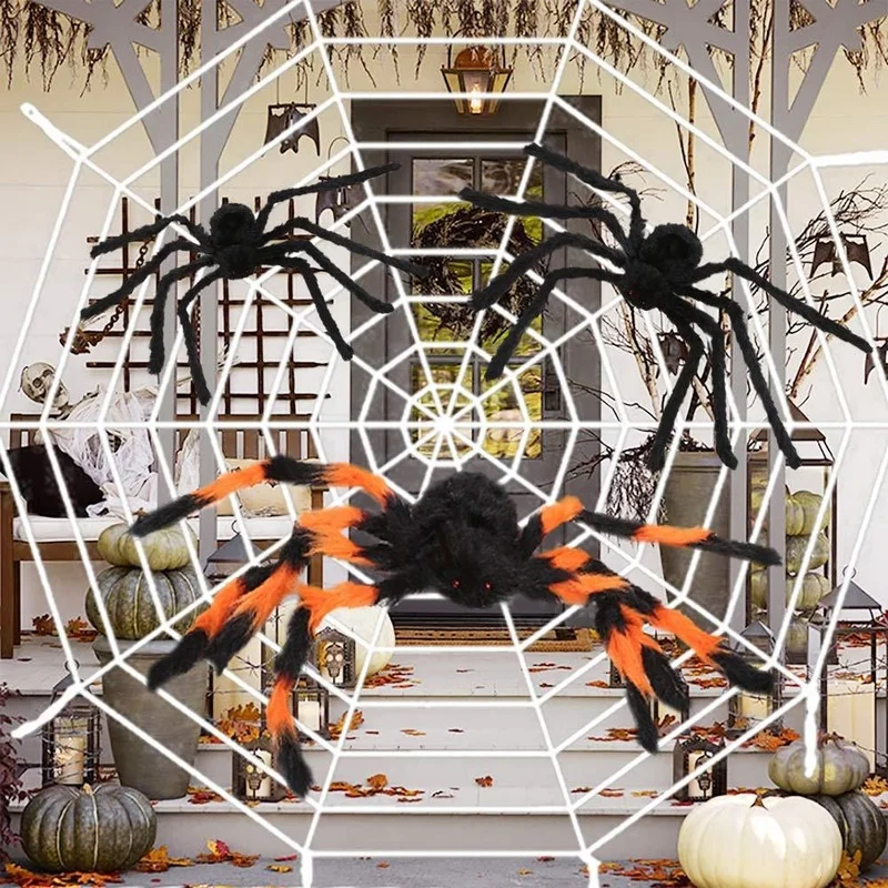 

Horror Halloween Spider Web Giant Stretchy Cobweb for Yard Outdoor Haunted House Bar Decoration Supplies Halloween Party Props
