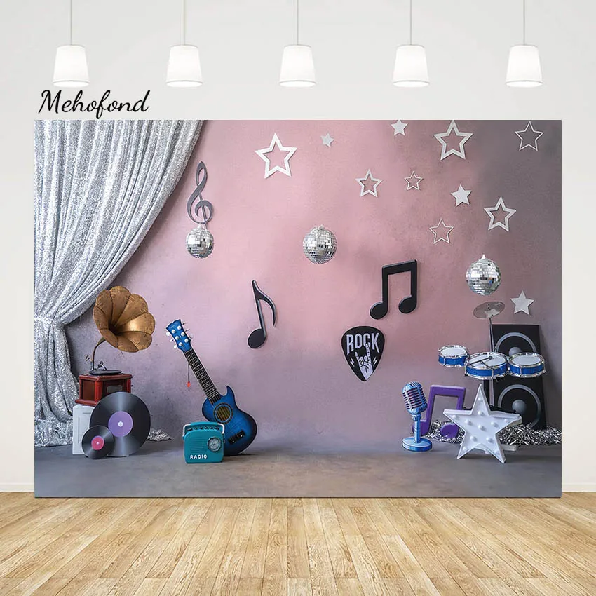 

Mehofond Born To Rock Photography Backdrop Rock And Roll Party Decor Banner Star Guitar Music Birthday Portrait Photo Background