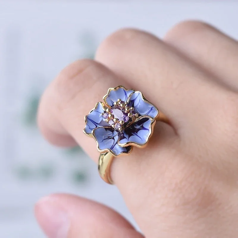Ring Classic Ladies Floret Jewelry Birthday Proposal Date Engagement Wedding Flowers Crystal Size 6 7 8 9 10