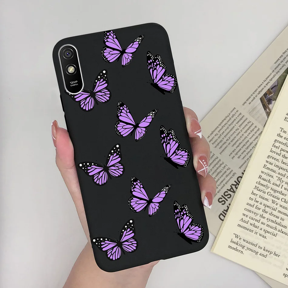 Fashionable Butterfly Heart Pattern Silicon Phone Cover for Xiaomi Redmi 9 Series