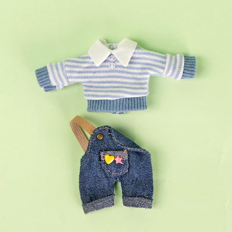 ob11 baby coat lapel sweater one-shoulder suspenders set 1/12 plain body doll clothes doll accessories 2
