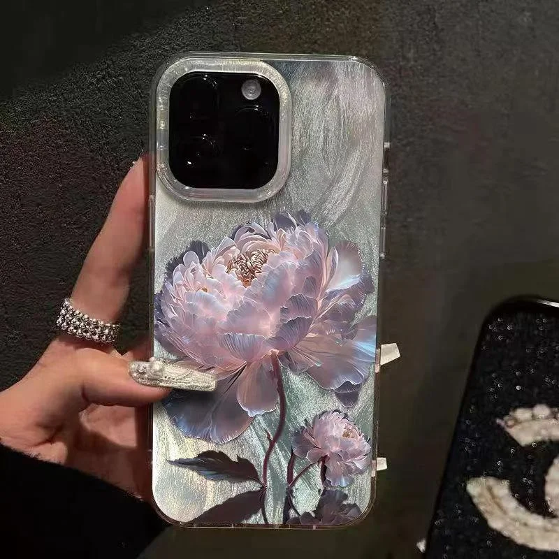 Pink Peony Lotus Feather Texture Phone Case