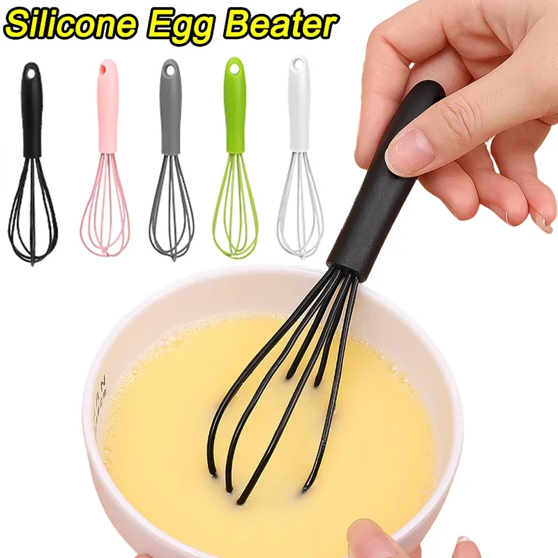 Kitchen Silicone Whisk Non-Slip Egg Beater Milk Frother Kitchen Utensil 17x4cm Kitchen Silicone Egg Beater Tool Easy To Clean