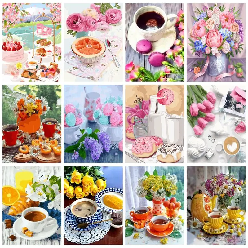 

CHENISTORY 20X30cm Painting By Numbers Frame Flowers Desert Tea Pictures On Number For Adults Artwork Handmade Home Decors