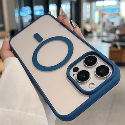 Magnetic Wireless Charging Luxury Transparent Case - iPhone 15 (Dark blue)