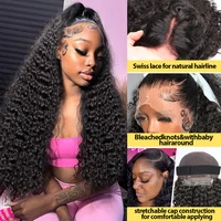 Perruque Lace Front Water Wave 30-40 pouces, Perruque Deep Wave sans colle avec closure 4x4 5x5, Perruques Lace Frontal HD bouclées 13x6 en cheveux humains brésiliens 5