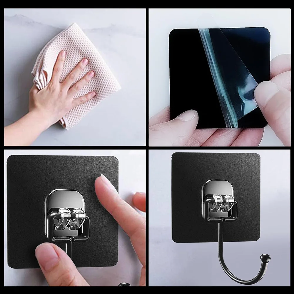 Self Adhesive Hooks Rotating Waterproof Seamless Strong Sticker Holder Wall Door Storage Hanging Hook Kitchen Bathroom Organizer