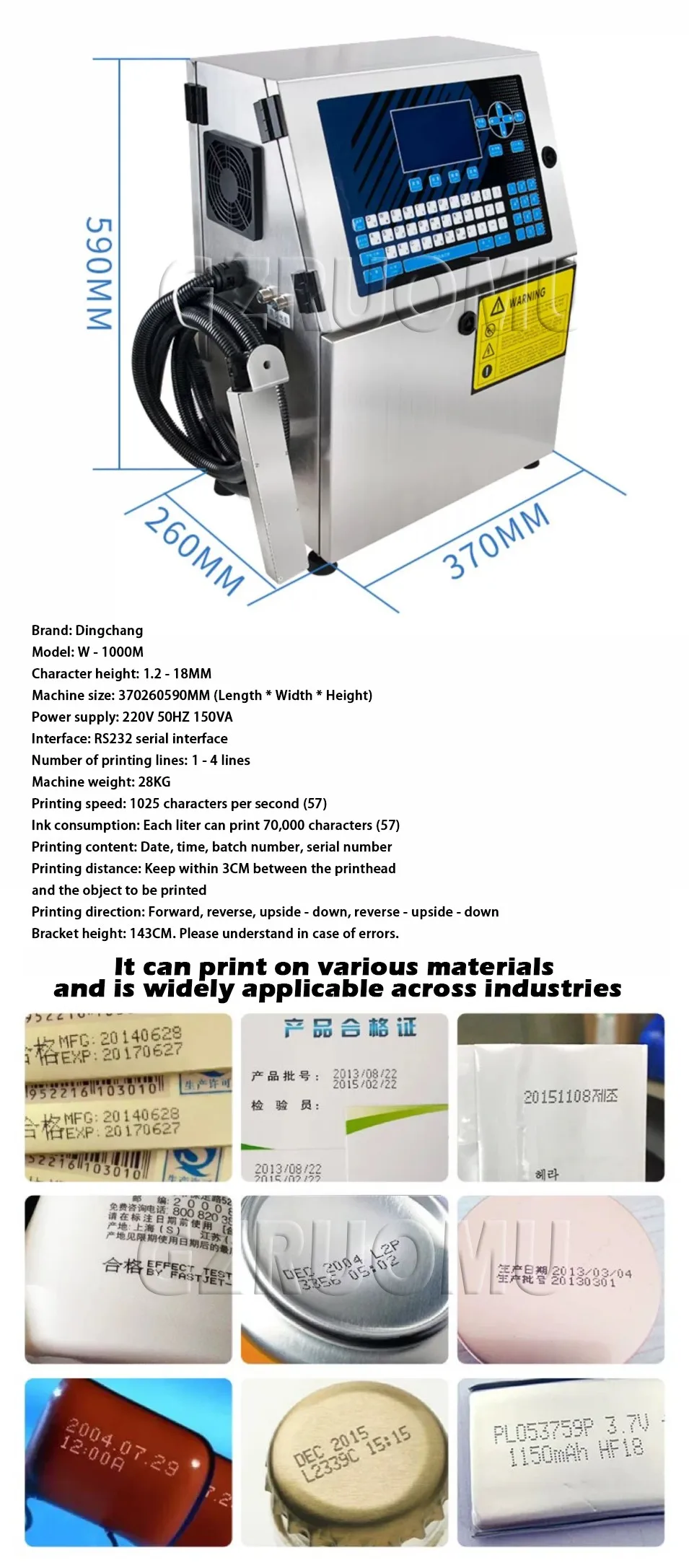 Automatic Industrial CIJ Inkjet Printer - Online Batch Code Number Date Printer