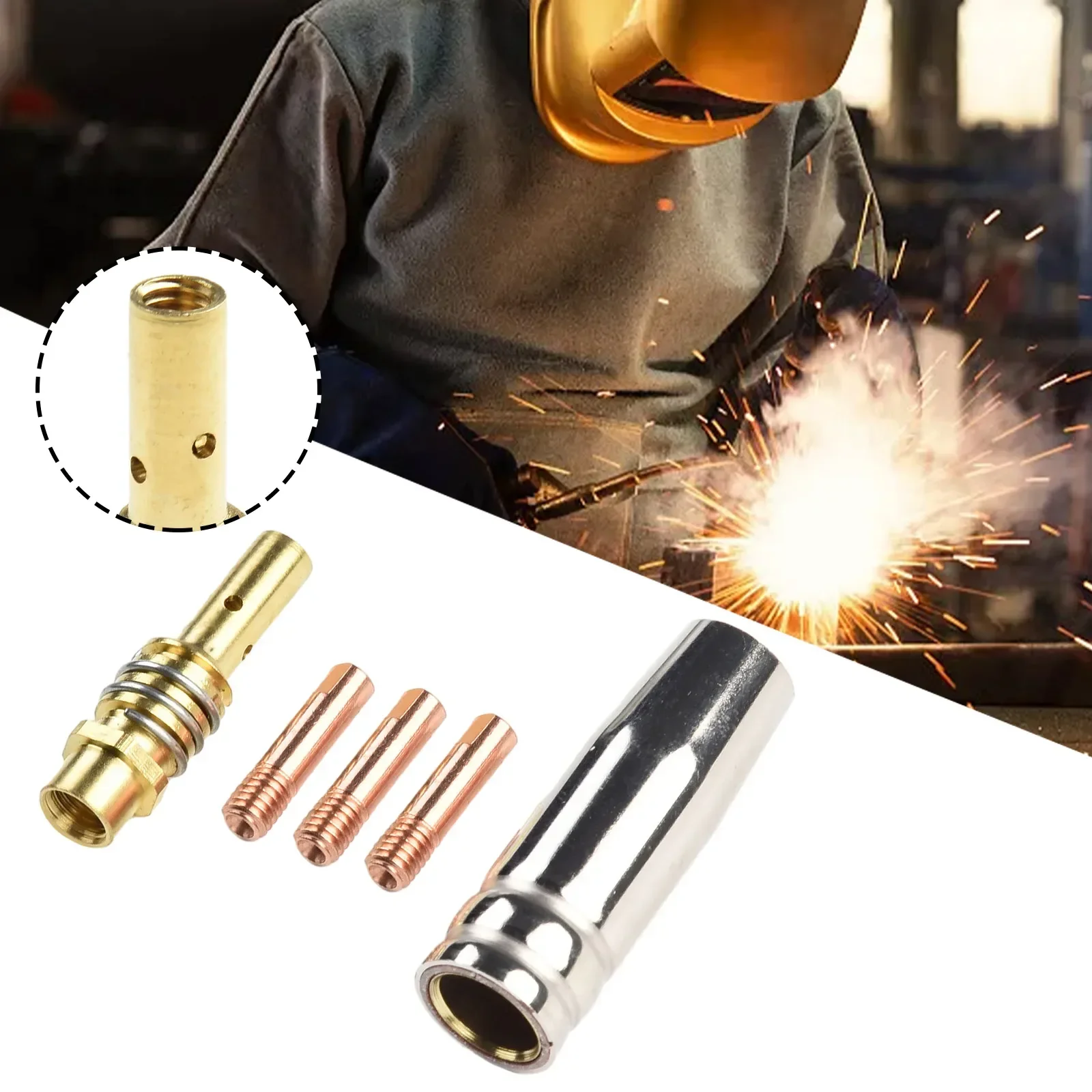 Mig Contact Tip Consumables MIG Welding MB15 15AK Contact Tip Mig Welding Guard Nozzle Holder 5pcs/set