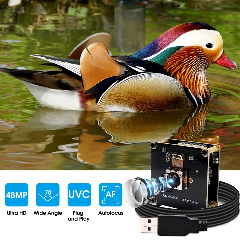 ELP 고속 자동 초점 HD 48MP USB 카메라 모듈, 무료 드라이버, 산업 검사 이미지 카메라, 의료 이미지 분석, 200ms