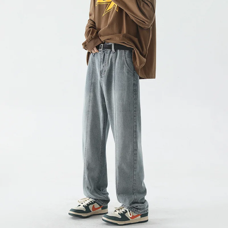 

S-3XL Mens Jeans Male Denim Pant Spring Autumn Tether Long Loose Solid Casual Simplicity Comfortable Trousers Clothes Hw62