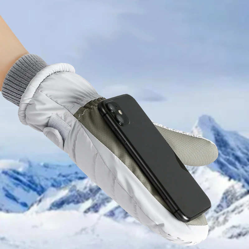 1Pair Winter Skiing Gloves Waterproof Snowboarding Touch Screen Thermal Thick Snow Gloves Men Women Snowmobile Warm Mittens 3