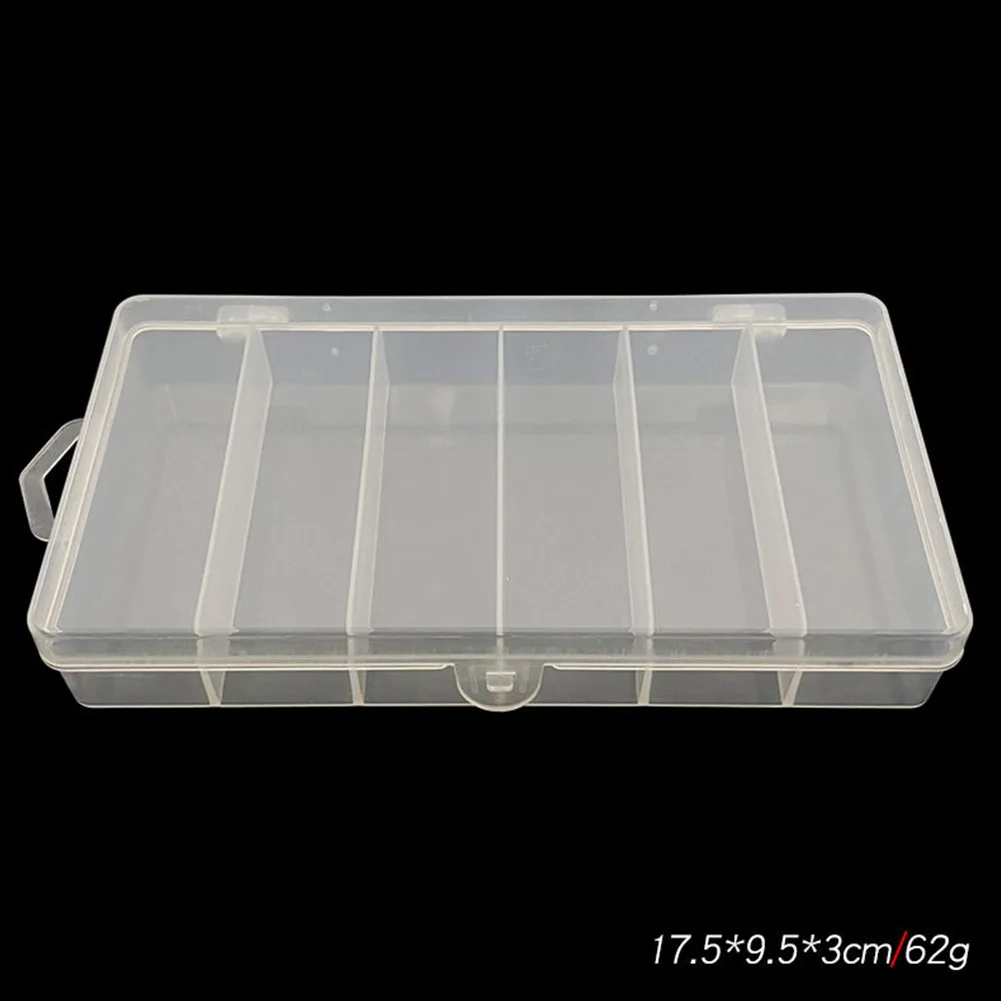 

Keep Your Tackle and Bait Organized and Accessible with PVC Plastic Six Grid Transparent Bait Box Accessory Box 175*95*3cm