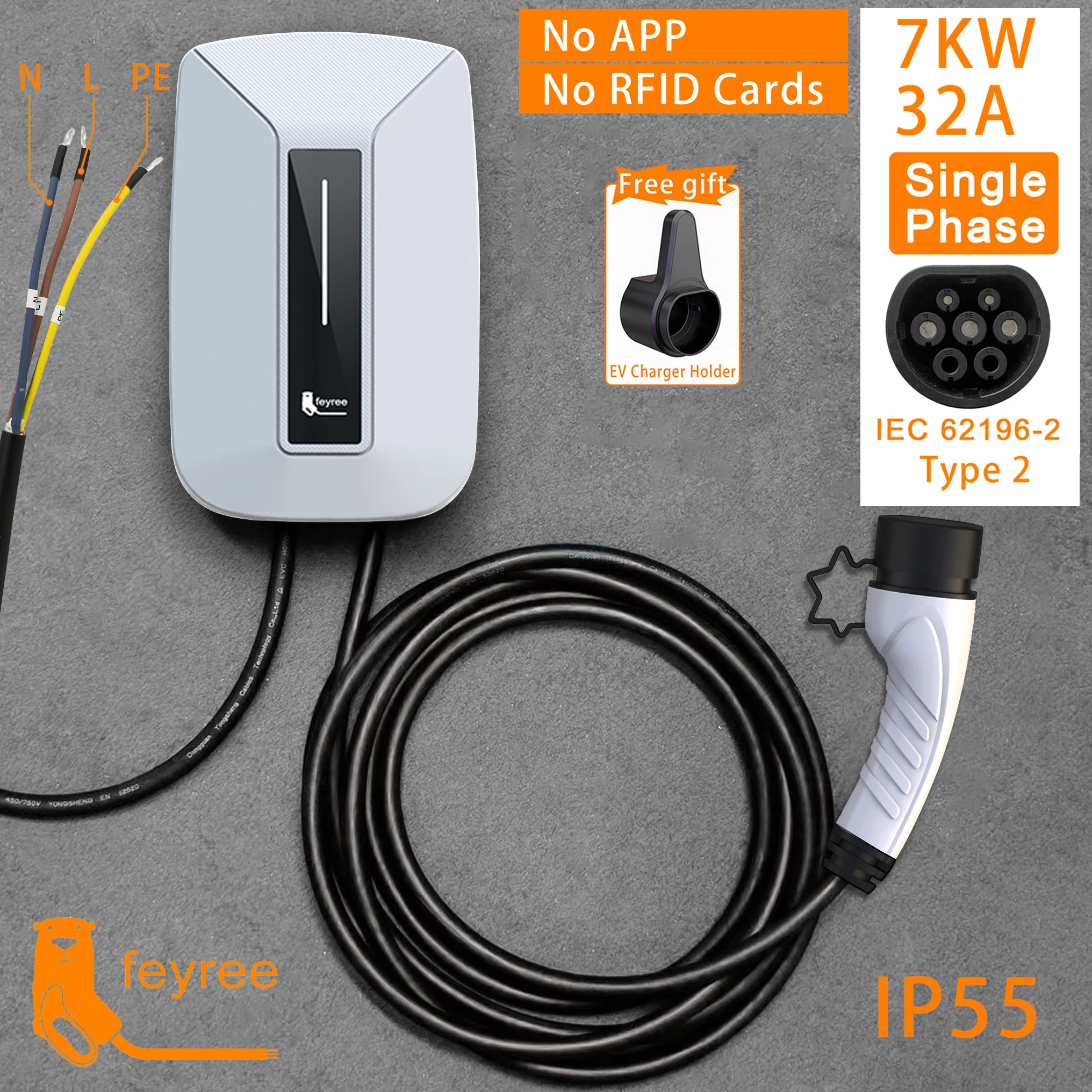 Uchen 32A EV charger IEC 62196-2 EVSE portable electric car