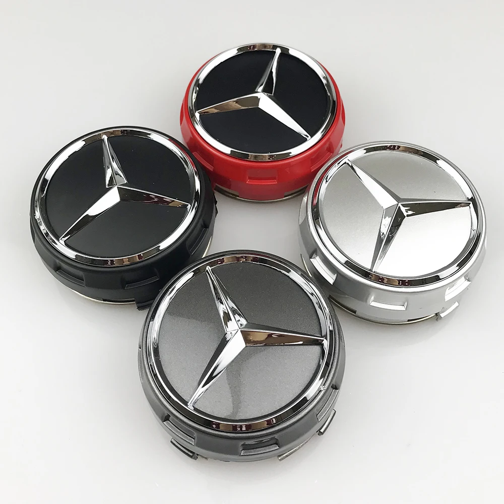4 pièces 75 mm Enjoliveurs de moyeu de roue pour Mercedes Benz AMG A0004000900 W212 W205 W204 W211 W213