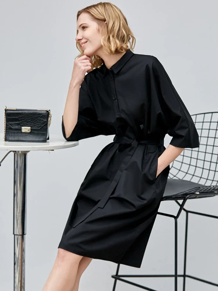 AMII Minimalism Loose Women's Dress 2025 Summer New Batwing