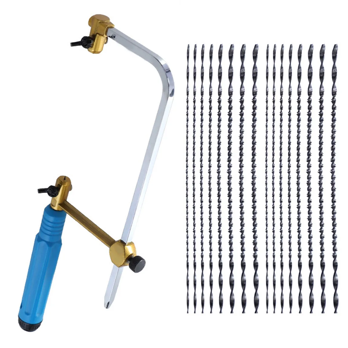 Coping Saw Heavy Duty Metal Hand Saw Fast Cutting Non-slip Hacksaw with 16 Replacement Steel Blade Woodworking Tool