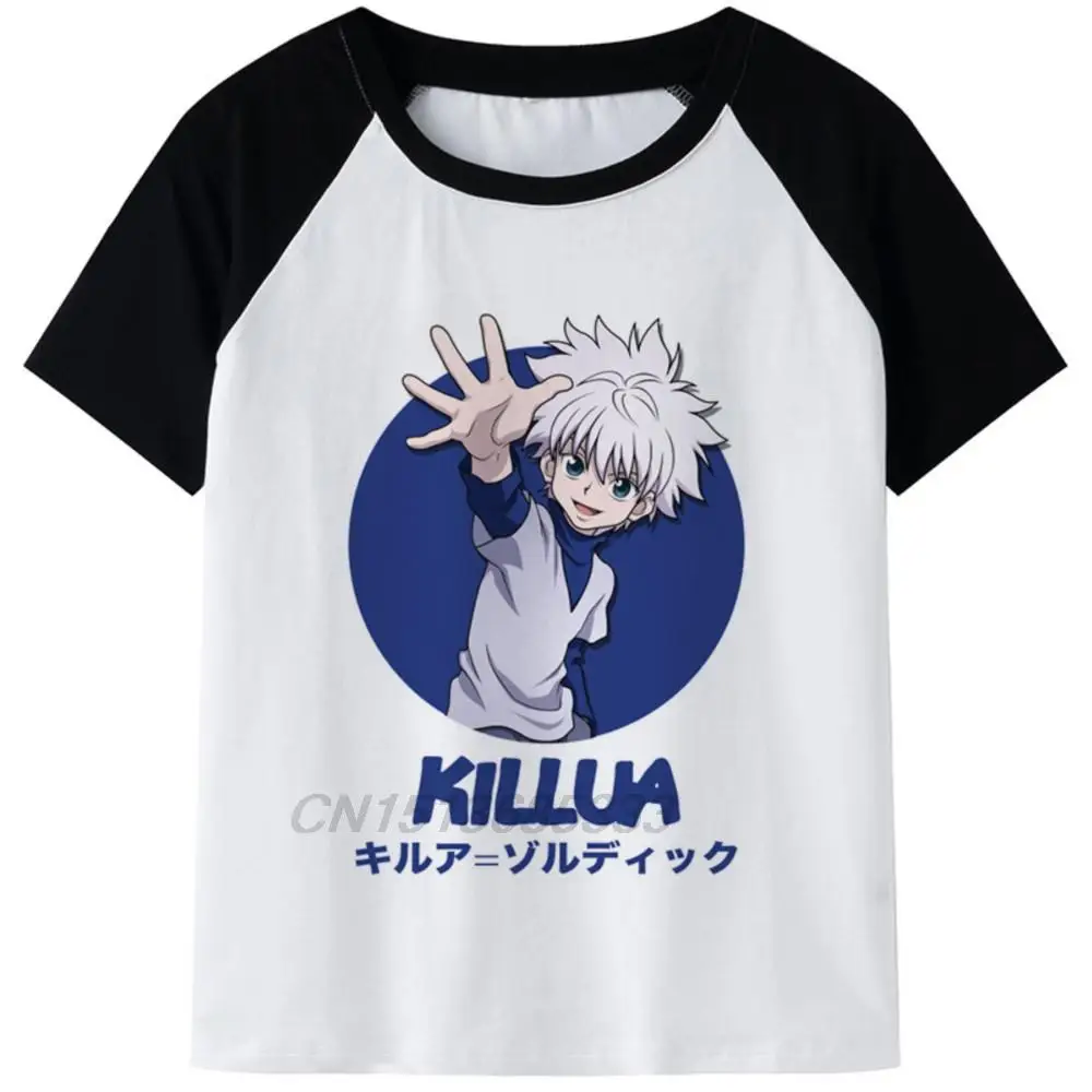 

Men Anime Killua Fashion Spliced Tee Shirts Unisex Manga Character Printed Sweatshirts Man Summer Casual Oversized Tshirts