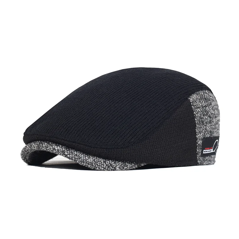Newsboy Hat Men Thick Autumn Winter Vintage Herringbone Octagon Cap Casual knitted Berets Gatsby Flat Hat Color Matching