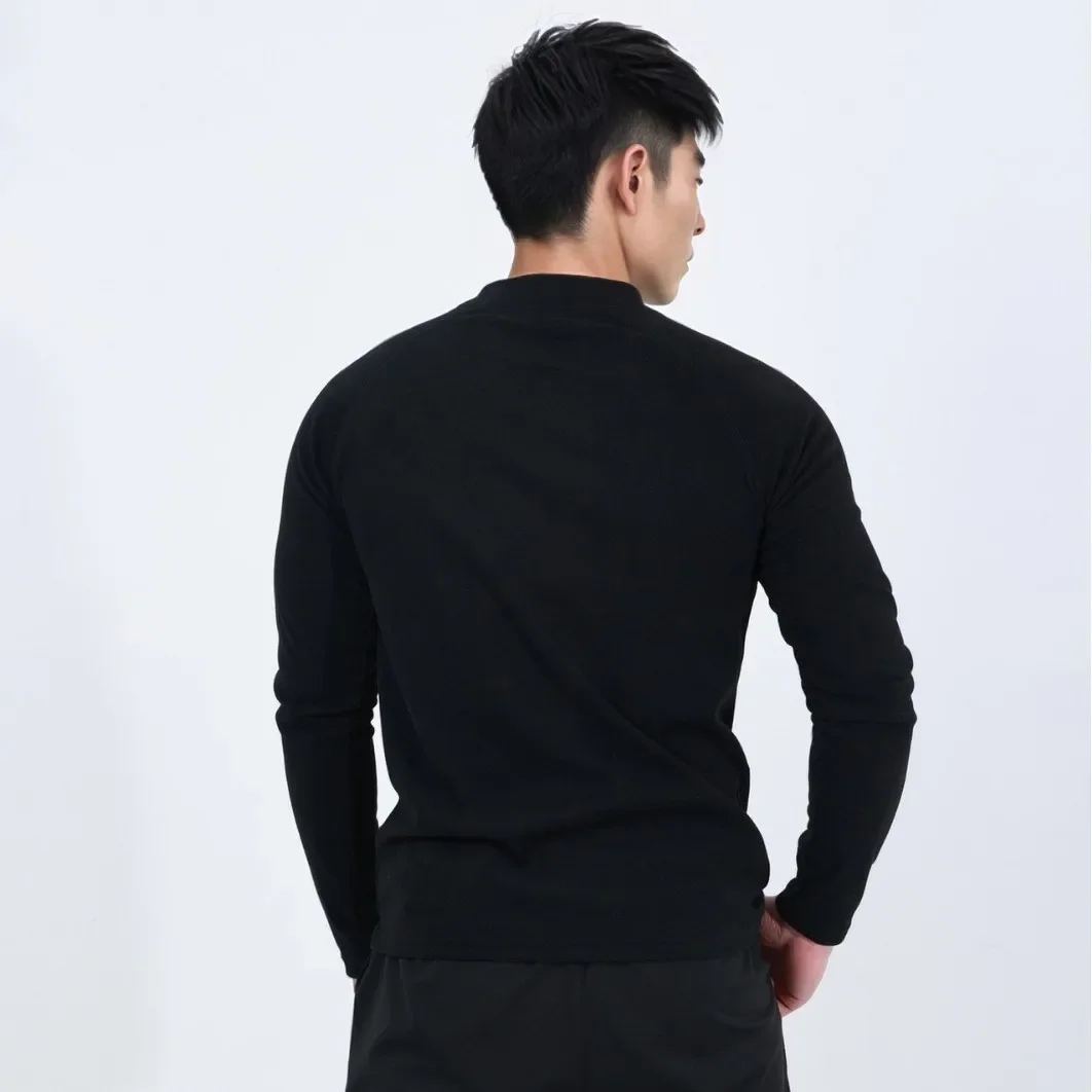 Winter High Collar Cationic Velvet Warm Slim Fit round Neck Sports Fitness High Elastic Long Sleeve T Shirt Baseball Game Shirt
