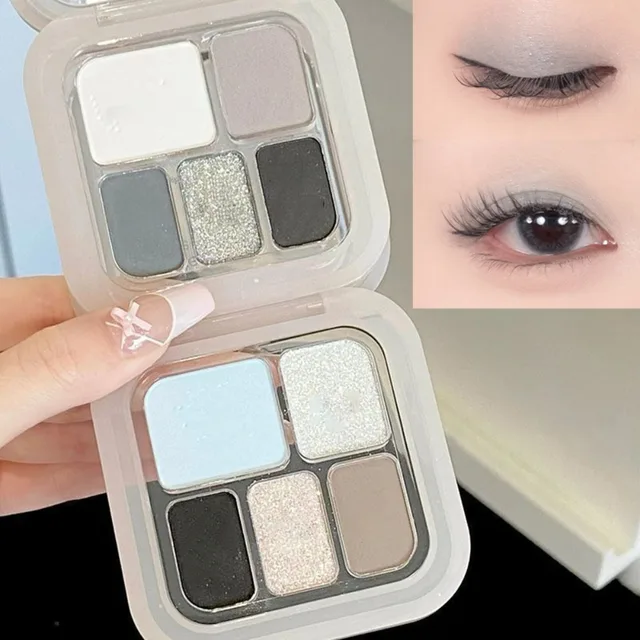 42103-ff82bf.jpg 5-Color Punk Smokey Eye Makeup Eyeshadow Palette Silvery White Cement Gray Dark Black Matte & Shimmer Lasting Party Makeup