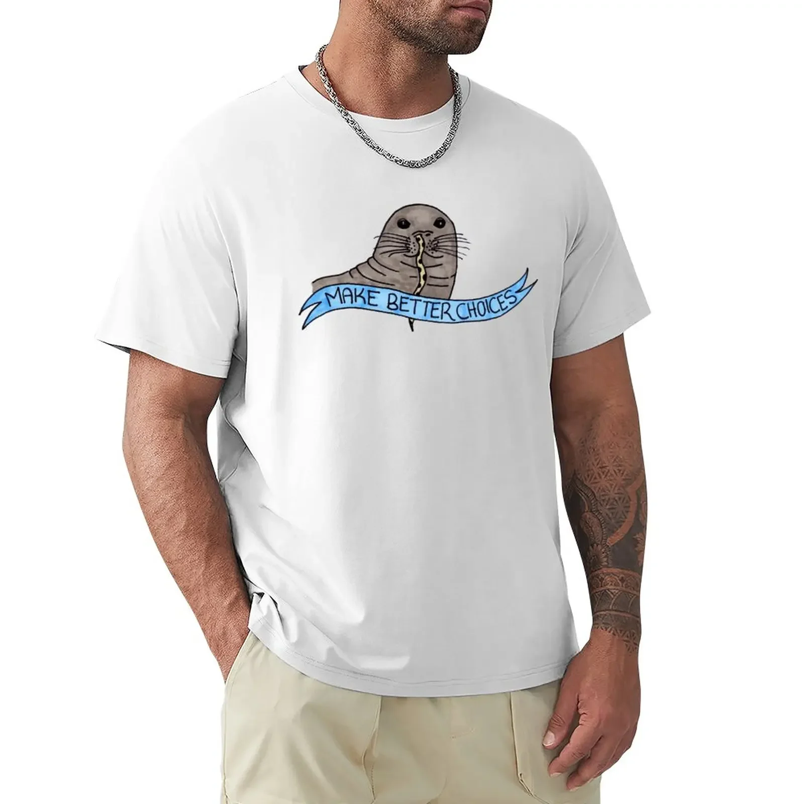 

The Cautionary Seal: Colour T-Shirt quick drying cute clothes mens funny t shirts plus sizes funnys Short sleeve tee men