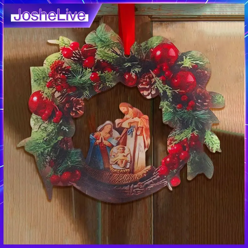 

Висячие украшения, Рождественская гирлянда для сада, дверей гостиной, с рисунком сосны, ягод, Рождественский венок, украшения, акриловый самолет