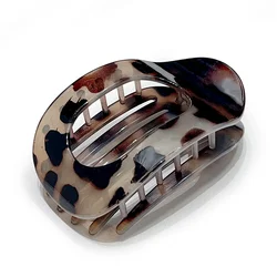 Leopard Print Matte Oval Hair Claw Clip for Women - Stylish Acrylic Hair Accessory (Leopard Gray)