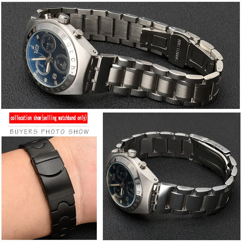 For Swatch solid core metal bracelet concave convex watch chain