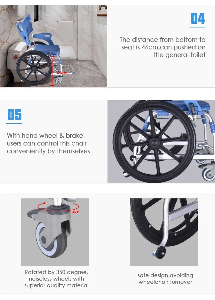 Electric Lifting Commode Chair for Disabled People Toilet Chair Chair Commode  in India for Elderly Aluminum Blue 14kg 6