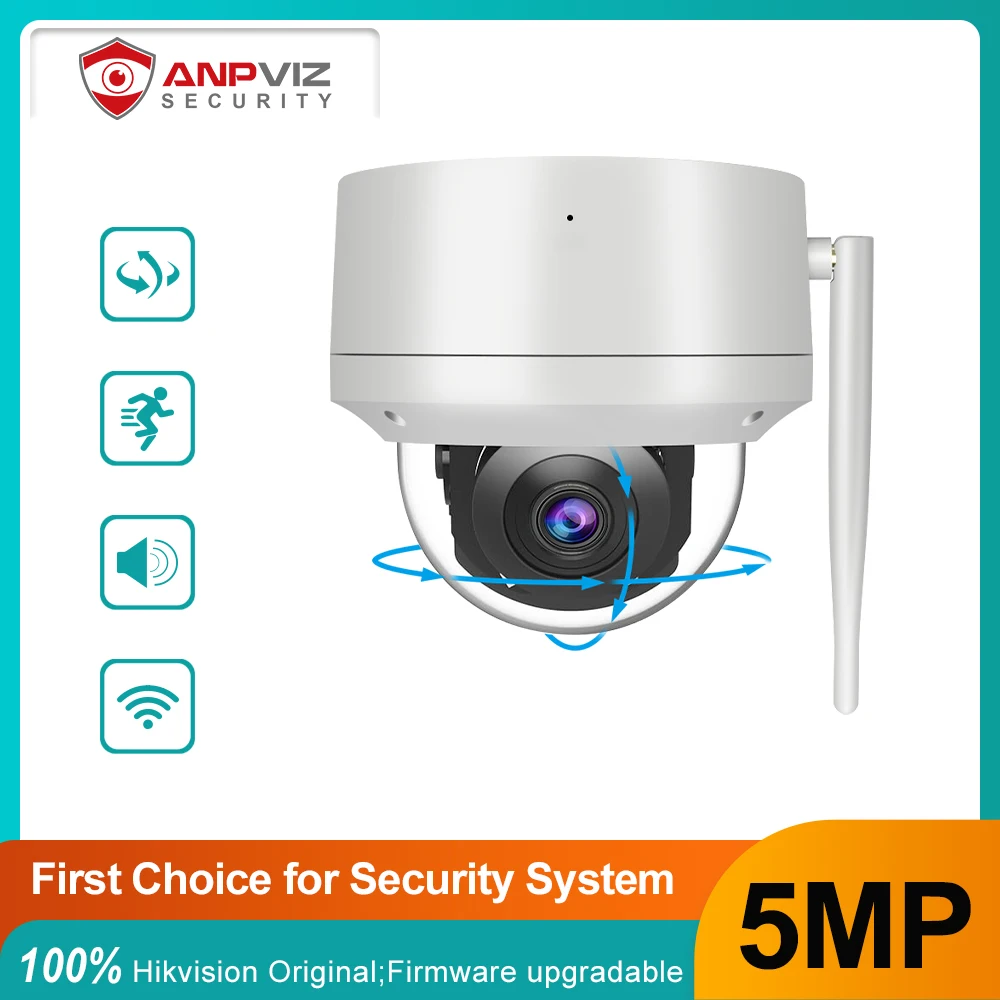 Anpviz 5MP 5X Zoom PTZ Wifi IP Camera Wireless Outdoor Dome Human Detection Two-way Audio Security Protection Surveillance Cam