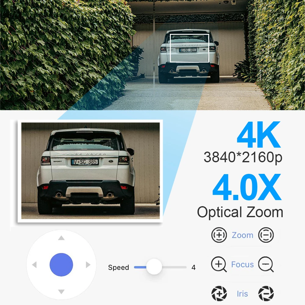 자동 초점 비디오 감시 카메라 키트, 4K, 8MP, 4x 줌, 8CH Nvr 보안 카메라 시스템, 야외 양방향 오디오 세트