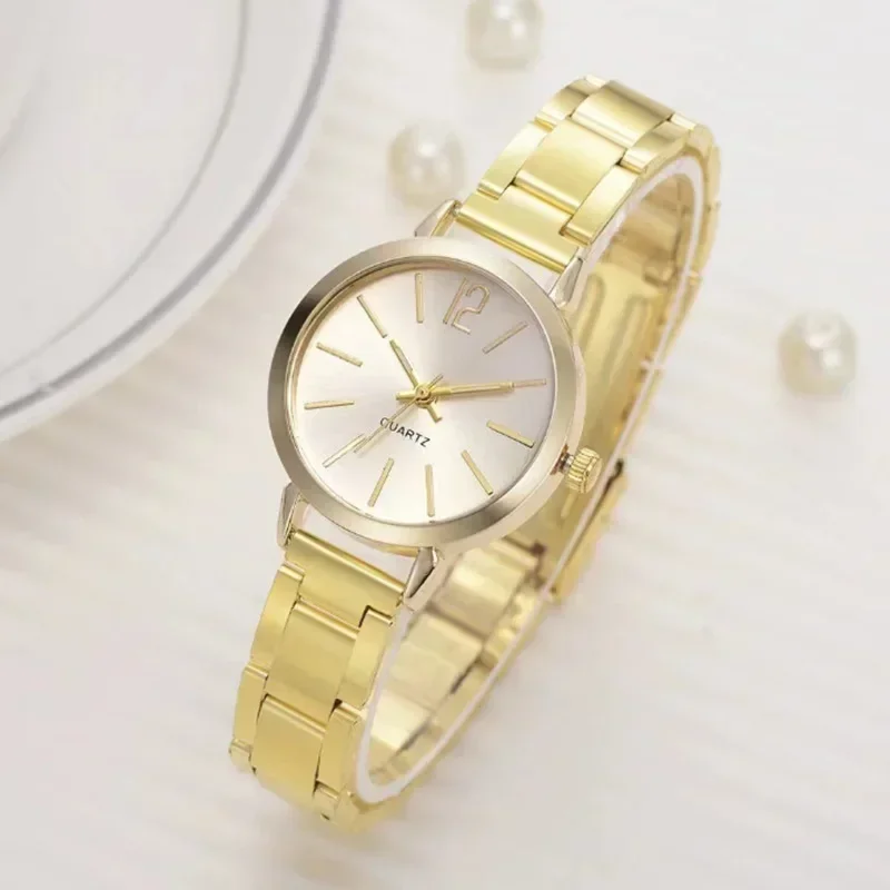 Luxury Watch for Women Simple Round Dial Stainless Fashion Gold Bracelet Quartz Wristwatch Students Ladies Watches Reloj Mujer - Image 4