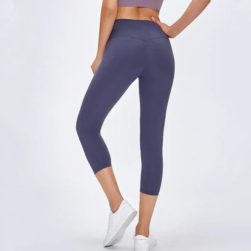 Lemon No T Line Yoga Leggings Gym Women Pants Fitness High Waist Sport Jogging Tights Breathable Calf-length Trousers Sportswear